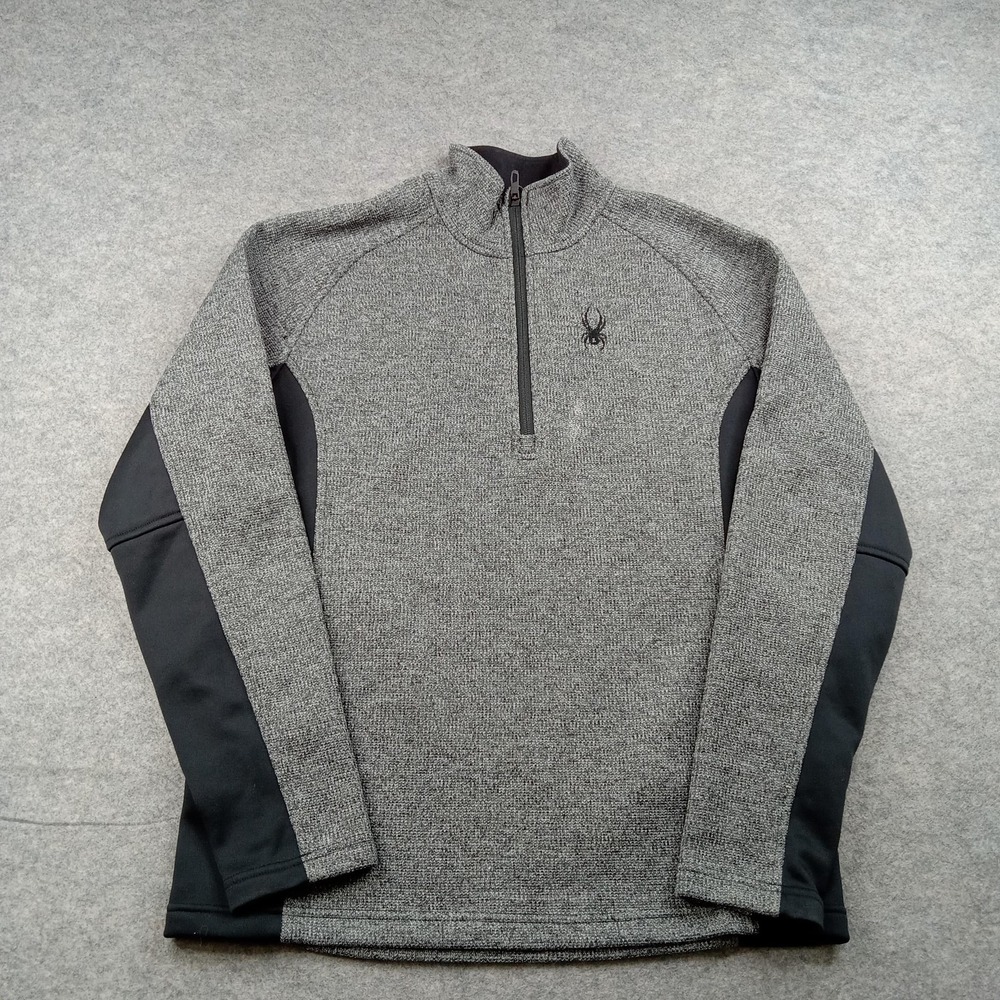 Spyder Pullover Mens Large Gray 1/4 Zip Fleece Ski Layer Athletic Top 199307